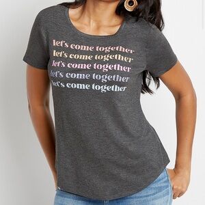 Maurices Let’s‎ Come Together Graphic T-Shirt Rainbow Grey Small